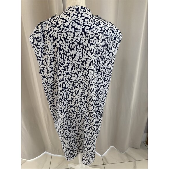 J. Crew XL Sleeveless Navy & White Printed Shift Dress - Picture 4 of 10